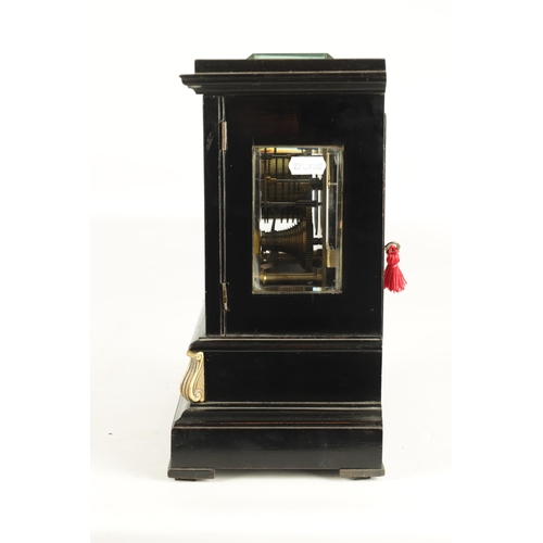 998 - A MID 19TH CENTURY EBONISED AND ORMOLU-MOUNTED FUSEE LIBRARY CLOCK, the glazed case with brass mould... 