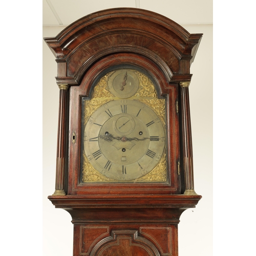 999 - STEPHEN RIMBAULT, LONDON. A GEORGE III QUARTER CHIMING LONGCASE CLOCK, the brass inlaid figured maho... 