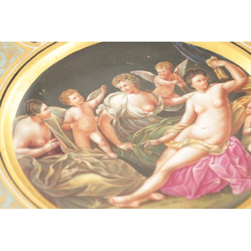 118 - A LATE 19TH CENTURY 'VIENNA' CABINET PLATE, the dished centre painted with an allegorical scene of p... 