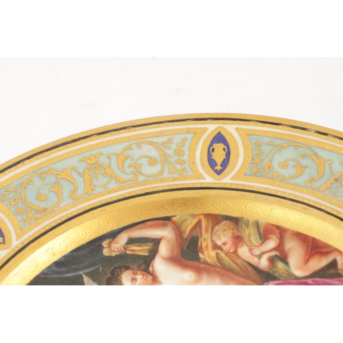 118 - A LATE 19TH CENTURY 'VIENNA' CABINET PLATE, the dished centre painted with an allegorical scene of p... 