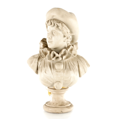 773 - A 19TH CENTURY CARVED ALABASTER BUST OF A CIRCUS CLOWN signed on reverse 