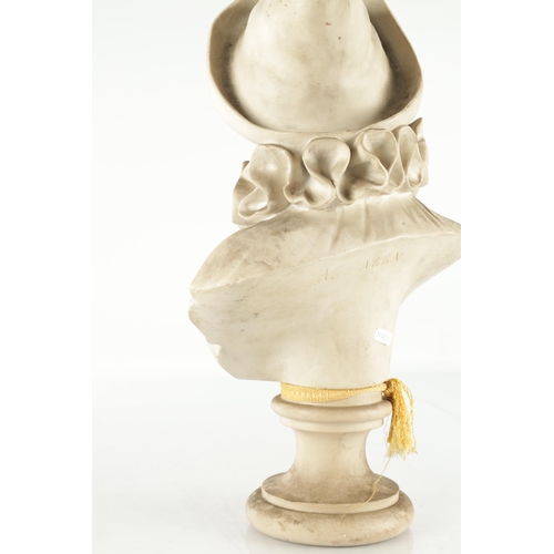 773 - A 19TH CENTURY CARVED ALABASTER BUST OF A CIRCUS CLOWN signed on reverse 