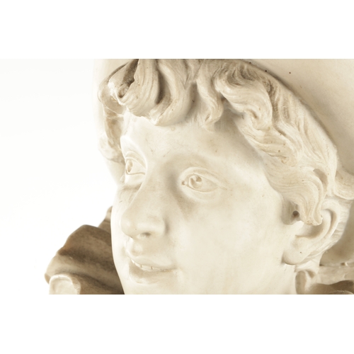 773 - A 19TH CENTURY CARVED ALABASTER BUST OF A CIRCUS CLOWN signed on reverse 