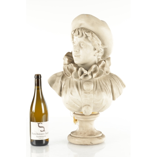 773 - A 19TH CENTURY CARVED ALABASTER BUST OF A CIRCUS CLOWN signed on reverse 