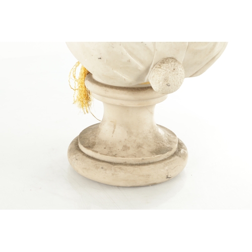773 - A 19TH CENTURY CARVED ALABASTER BUST OF A CIRCUS CLOWN signed on reverse 