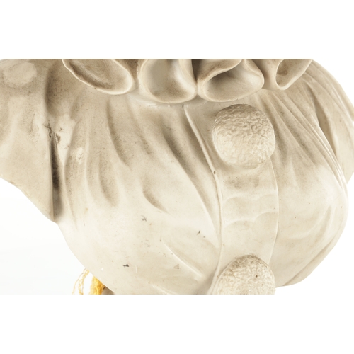 773 - A 19TH CENTURY CARVED ALABASTER BUST OF A CIRCUS CLOWN signed on reverse 