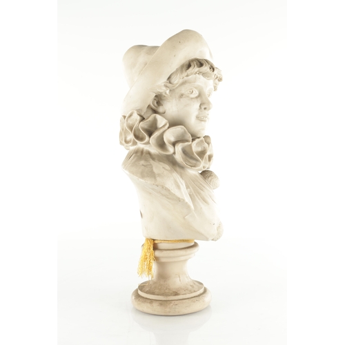 773 - A 19TH CENTURY CARVED ALABASTER BUST OF A CIRCUS CLOWN signed on reverse 