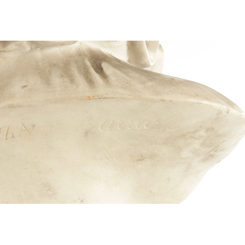 773 - A 19TH CENTURY CARVED ALABASTER BUST OF A CIRCUS CLOWN signed on reverse 