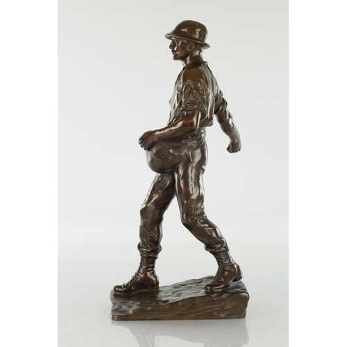 875 - FERDINAND FRICK (GERMAN, 1878-1939) AN EARLY 20TH CENTURY PATINATED BRONZE FIGURAL SCULPTURE, 'The S... 