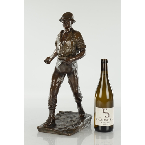 875 - FERDINAND FRICK (GERMAN, 1878-1939) AN EARLY 20TH CENTURY PATINATED BRONZE FIGURAL SCULPTURE, 'The S... 