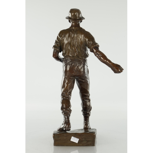 875 - FERDINAND FRICK (GERMAN, 1878-1939) AN EARLY 20TH CENTURY PATINATED BRONZE FIGURAL SCULPTURE, 'The S... 