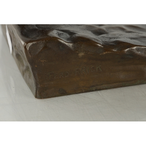 875 - FERDINAND FRICK (GERMAN, 1878-1939) AN EARLY 20TH CENTURY PATINATED BRONZE FIGURAL SCULPTURE, 'The S... 