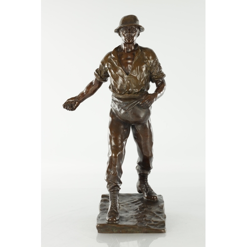 875 - FERDINAND FRICK (GERMAN, 1878-1939) AN EARLY 20TH CENTURY PATINATED BRONZE FIGURAL SCULPTURE, 'The S... 