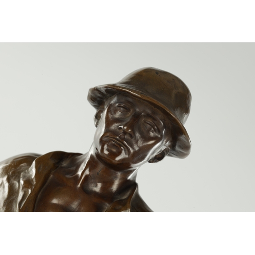 875 - FERDINAND FRICK (GERMAN, 1878-1939) AN EARLY 20TH CENTURY PATINATED BRONZE FIGURAL SCULPTURE, 'The S... 