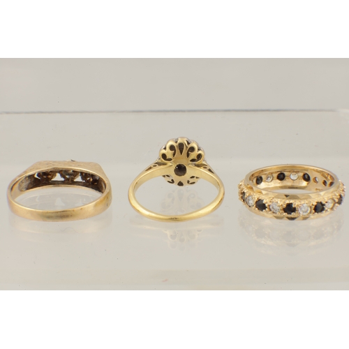 118 - A COLLECTION OF THREE LADIES GOLD AND DIAMOND RINGS, comprising of a Victorian ring with app. 0.5ct ... 