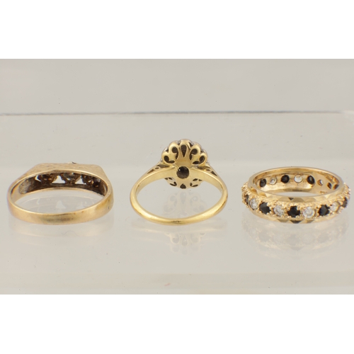 118 - A COLLECTION OF THREE LADIES GOLD AND DIAMOND RINGS, comprising of a Victorian ring with app. 0.5ct ... 
