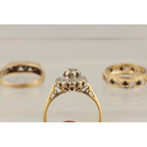 118 - A COLLECTION OF THREE LADIES GOLD AND DIAMOND RINGS, comprising of a Victorian ring with app. 0.5ct ... 