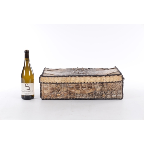 656 - A VINTAGE STITCHED CROCODILE SKIN SUITCASE (51cm side, 16cm deep, 39cm high)