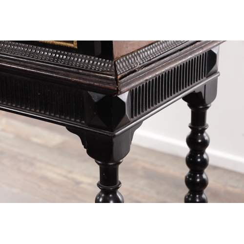 1126 - A FINE 17TH CENTURY ANTWERP TORTOISESHELL AND EBONY CABINET ON LATER STAND the rectangular superstru... 