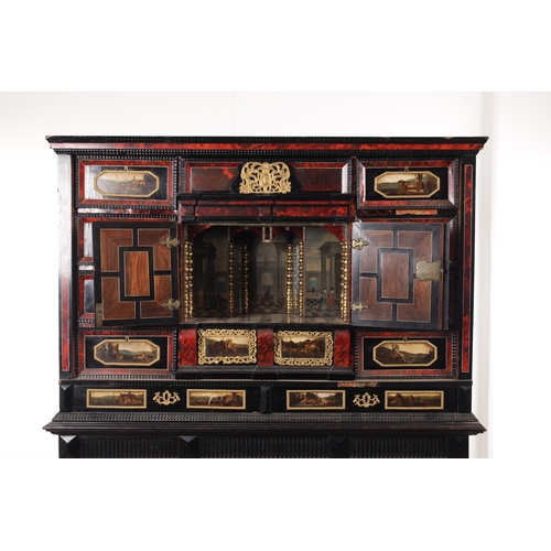 1126 - A FINE 17TH CENTURY ANTWERP TORTOISESHELL AND EBONY CABINET ON LATER STAND the rectangular superstru... 