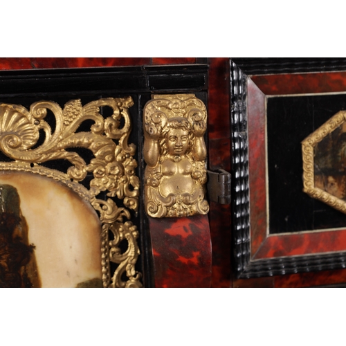 1126 - A FINE 17TH CENTURY ANTWERP TORTOISESHELL AND EBONY CABINET ON LATER STAND the rectangular superstru... 