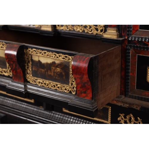 1126 - A FINE 17TH CENTURY ANTWERP TORTOISESHELL AND EBONY CABINET ON LATER STAND the rectangular superstru... 