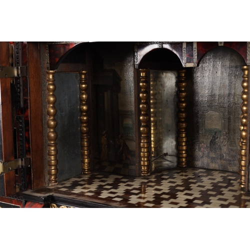 1126 - A FINE 17TH CENTURY ANTWERP TORTOISESHELL AND EBONY CABINET ON LATER STAND the rectangular superstru... 