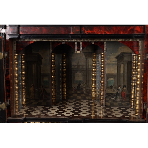1126 - A FINE 17TH CENTURY ANTWERP TORTOISESHELL AND EBONY CABINET ON LATER STAND the rectangular superstru... 