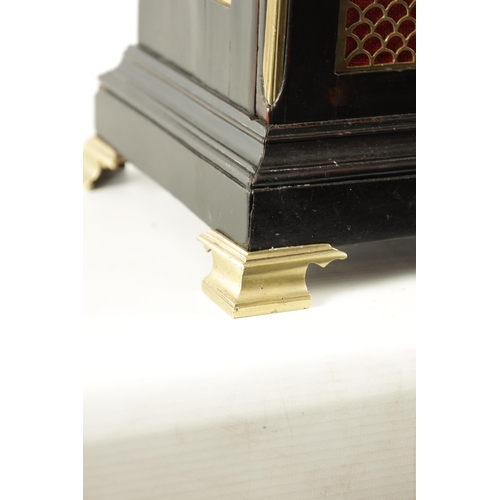1342 - A REGENCY PAD TOP DOUBLE FUSEE CENTRE SECONDS EBONISED BRACKET CLOCK The break arched case with gilt... 