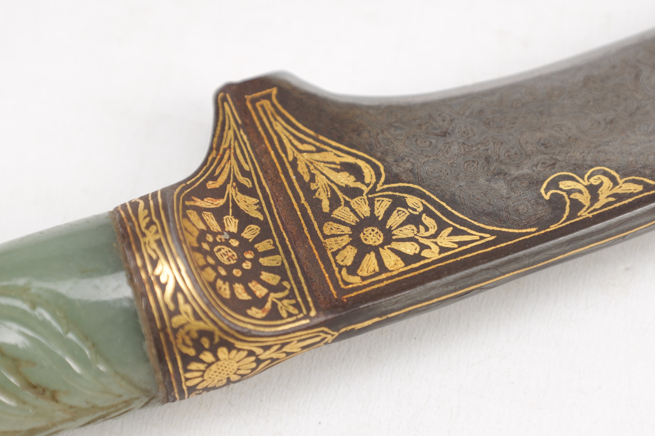 A 19TH CENTURY INDIAN JADE-HILTED DAGGER WITH WATERED STEEL BLADE AND ...
