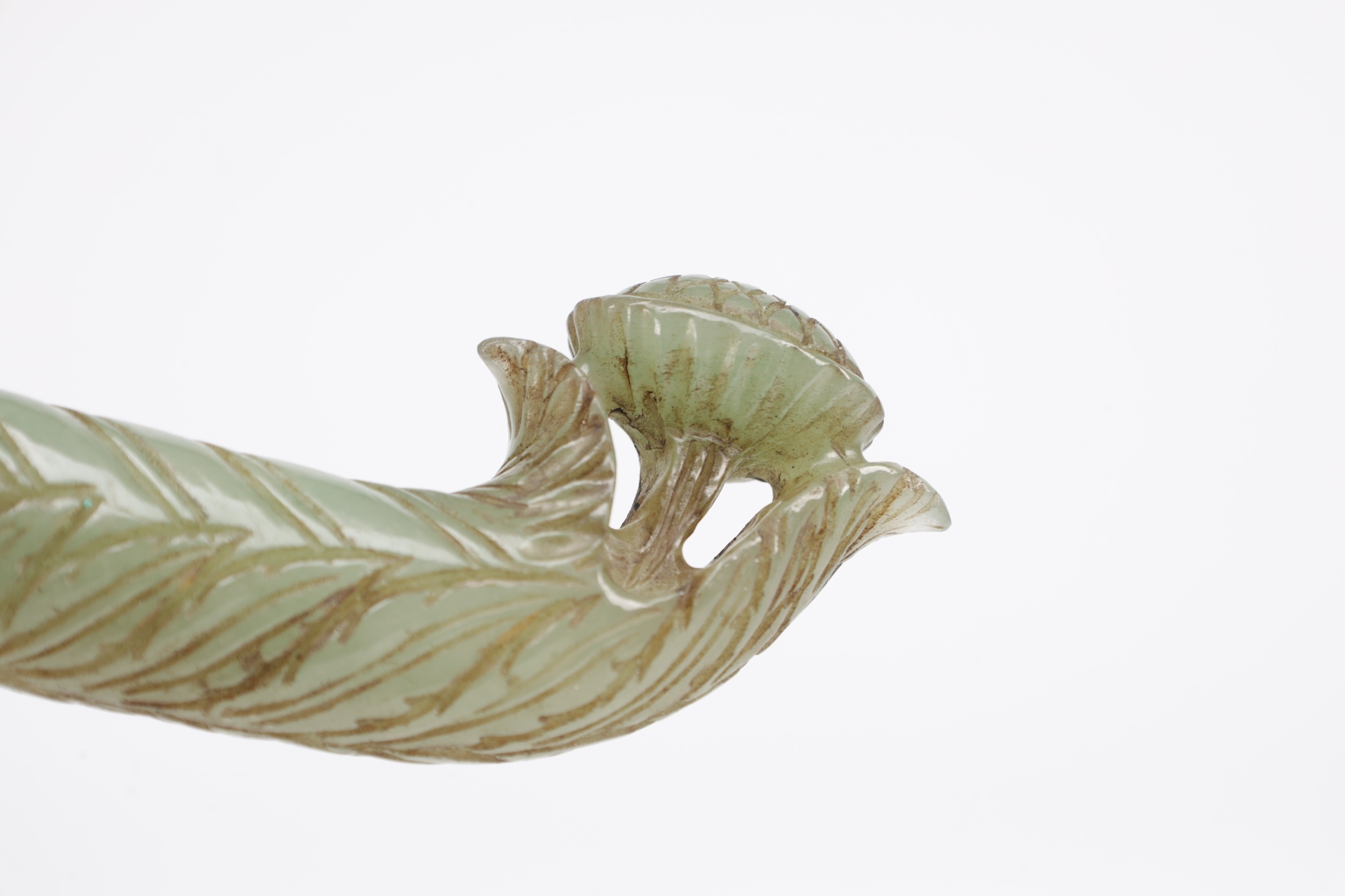 A 19TH CENTURY INDIAN JADE-HILTED DAGGER WITH WATERED STEEL BLADE AND ...