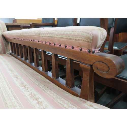 39 - A Victorian oak framed chaise lounge 77cm high x 181cm long x 63cm deep