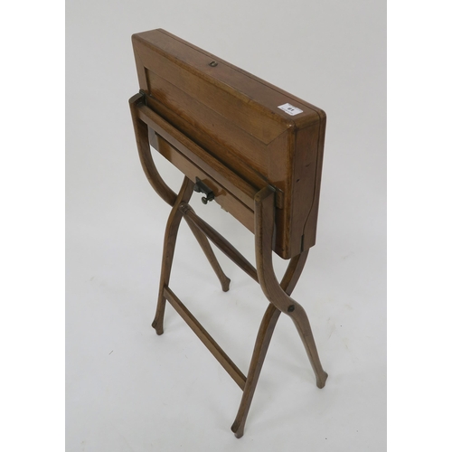 61 - A 19th century oak campaign style folding desk with fitted leather interior 78cm high x 56cm wide x ... 