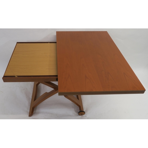 75 - A modern cherrywood Calligaris Mascotte metamorphic dining/coffee table 71cm high x 141cm long x 106... 