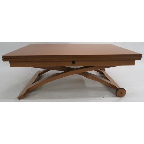 75 - A modern cherrywood Calligaris Mascotte metamorphic dining/coffee table 71cm high x 141cm long x 106... 