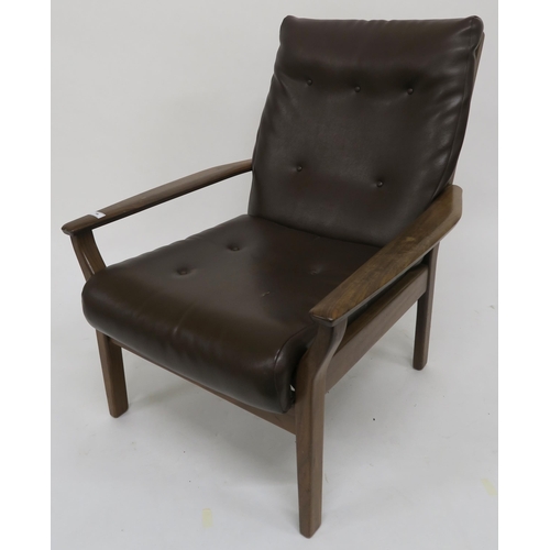 76 - A mid 20th century Cintique teak framed armchair with brown vinyl upholstery