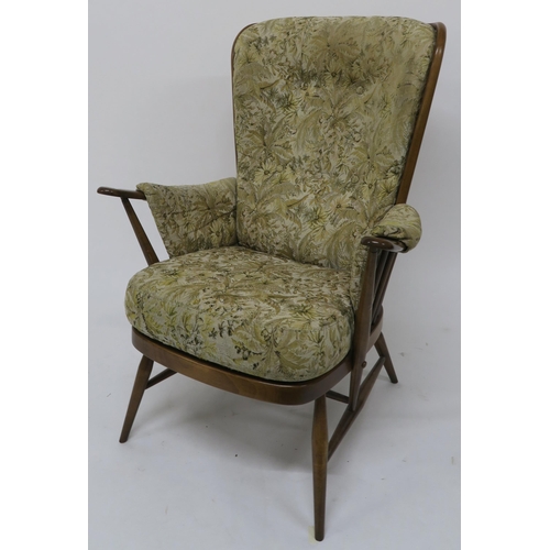 78 - A mid 20th century beech Ercol tall back easy chair