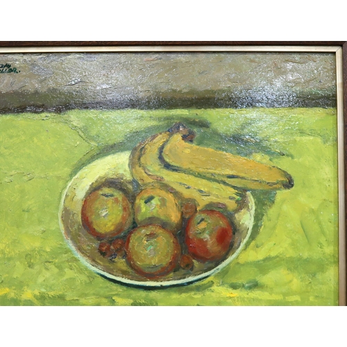 1003 - JOHN MILLER (SCOTTISH (1911-1975) STILL LIFE OF FRUIT Oil on board, signed upper right, 44 x 34cm... 