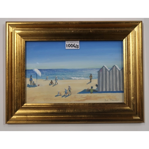 1006 - SCOTTISH SCHOOL TWO BEACH SCENES Acrylic on board, signed (Bet Mawer) lower right, (15 x 24cm), Oil ... 