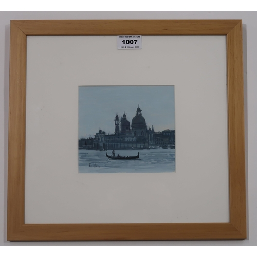 1007 - DELNY GOALEN (SCOTTISH) VENICE BOAT SCENE Gouache on paper, signed lower left, 14 x 15cm... 