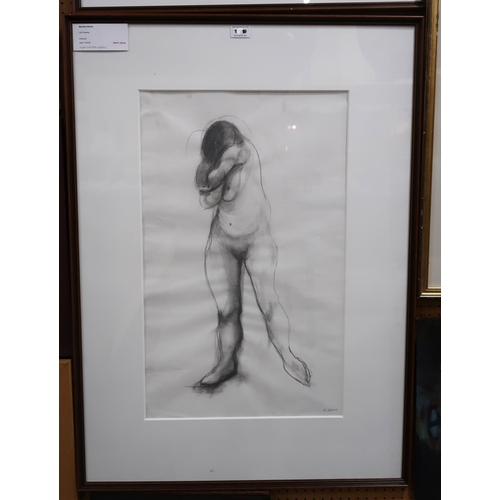 1018 - MAUREEN BINNIE (SCOTTISH b.1958) TWO FEMALE NUDE LIFE DRAWINGS Graphite on paper, both signed lower... 