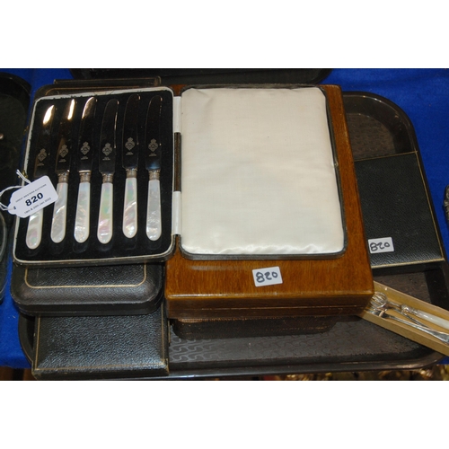 820 - A tray lot of cased EP cutlery sets