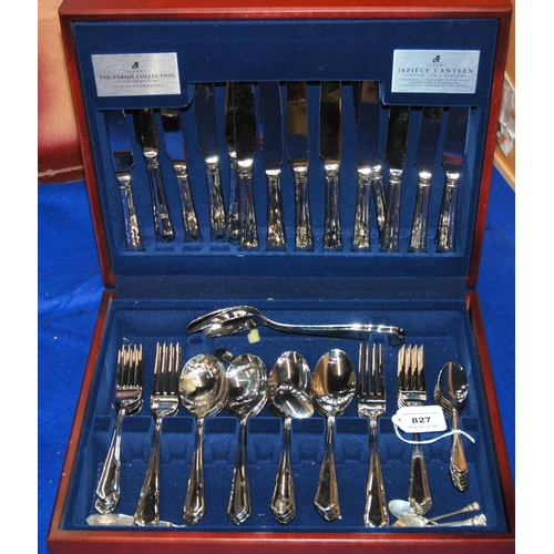 827 - A cased part set stainless steel cutlery by Viners (three dinner knives missing)