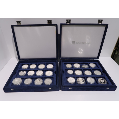 836 - A lot comprising a cased set of twenty four silver coins - Railway Heritage Collection & forty nine ... 