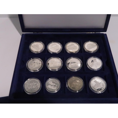 836 - A lot comprising a cased set of twenty four silver coins - Railway Heritage Collection & forty nine ... 