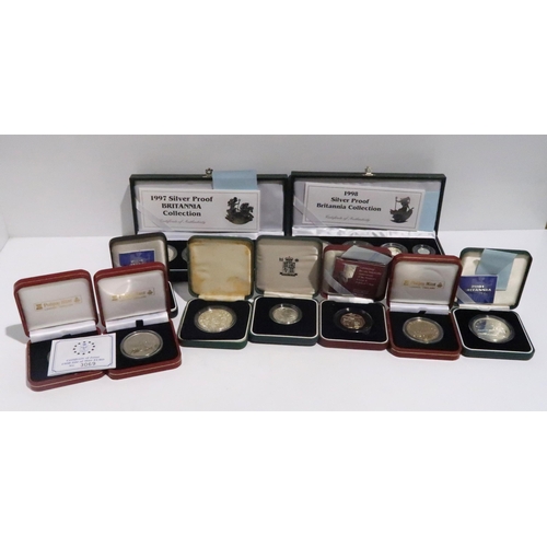 838 - A lot comprising two UK silver proof coin sets 1997 & 1998 with twenty eight assorted cased silver p... 