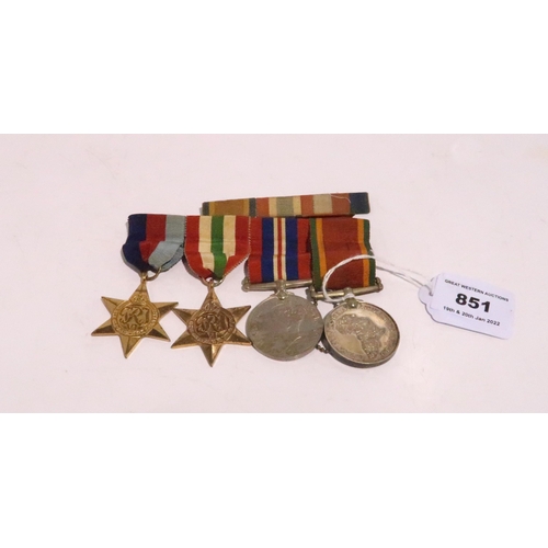 851 - A WW2 group of four medals including an African General Service medal to 229820 J H Hamilton