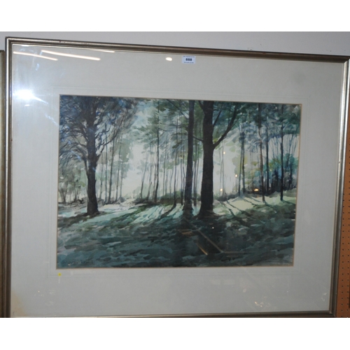 888 - JOHN MATHIESON Woodland, signed, watercolour, dated, (19)82, 49 x 70cm