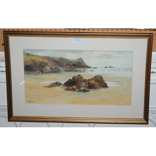 919 - WILLIAM CASLEY Coastal landscape and another, signed, watercolour, 30 x 50cm and 24 x 44cm (2)