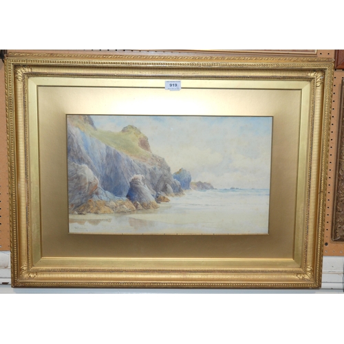 919 - WILLIAM CASLEY Coastal landscape and another, signed, watercolour, 30 x 50cm and 24 x 44cm (2)